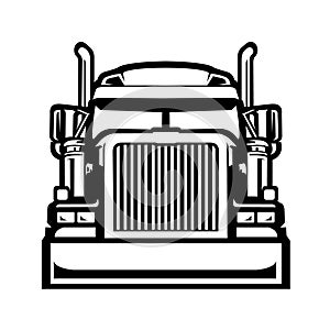 Semi truck 18 wheeler trucker front view vector isolated