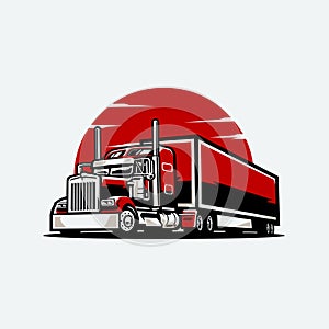 Semi truck 18 wheeler trucker side view vector illustration isolated