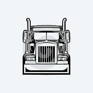 Semi truck 18 wheeler trucker silhouette front view vector isolated