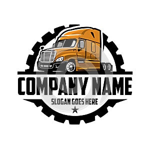 Semi truck 18 wheeler trucking ready made logo design