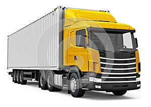 Semi-truck with 40 ft heavy cargo container