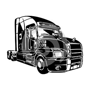 Semi Truck - American Truck - line art vector illustration
