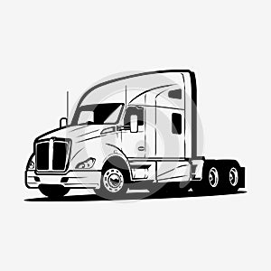 Semi truck big rig 18 wheeler vector art illustration isolated