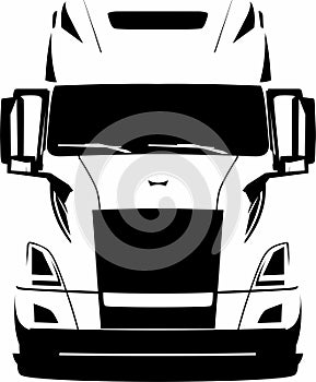 semi truck black and white logo design vector