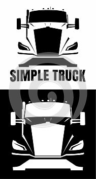 semi truck black and white logo design vector