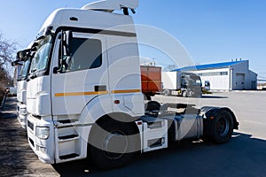 Semi truck fleet at the logistics center