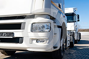 Semi truck fleet at the logistics center