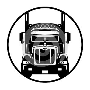 semi truck, front view, flat style, vector illustration west
