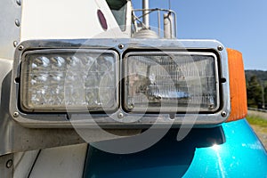 Semi truck LED headlamp detail