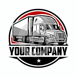 Semi truck logo. Trucking company logo. Premium logo vector isolated