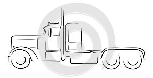 Semi truck monochrome silhouette