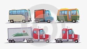 semi truck and other vehicles in set