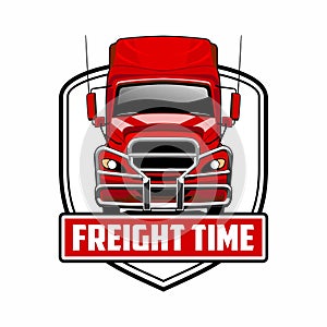 semi truck red illustration design vector