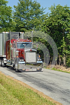 Semi truck on rural road