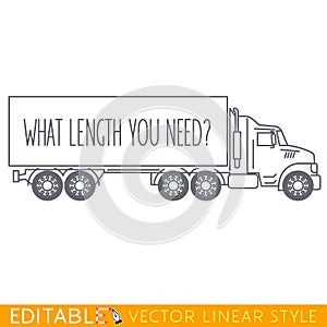 Semi Truck Side View. Editable vector icon in linear style