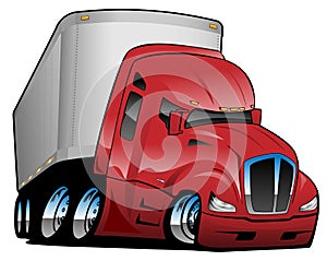 Semi Truck with Trailer Cartoon Vector Illustration