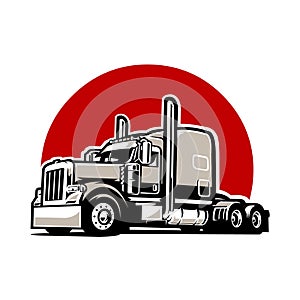 Semi truck trailer vector isolated image. 18 wheeler vector isolated