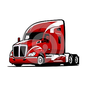 Semi truck trailer vector isolated image. 18 wheeler vector isolated