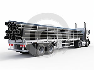 Semi Truck Transporting Steel Pipes