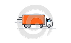 Semi Truck vector icon. Delivery service logo isolated on white. Semitruck shipping. Moving car sign