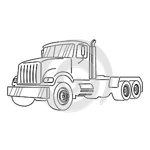 Semi Truck. Vector Outline Lorry. Freight transportation. Modern flat vector illustration