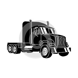 Semi Truck. Vector Outline Lorry. Freight transportation. Modern flat vector illustration