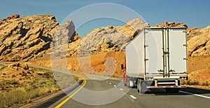 Semi Truck Vehicle on a Scenic Route