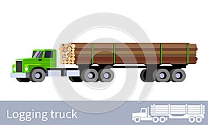 Semi-truck with wooden logs