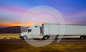 Semi Trucks on the Nevada Highway, USA. Trucking in Utah , USA