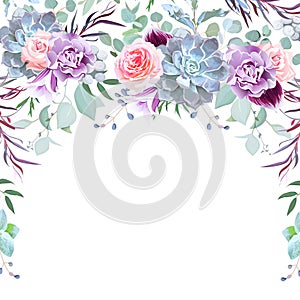 Semicircle garland frame arranged from flowers