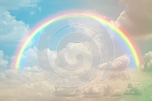 Semicircle rainbow on pastel sky