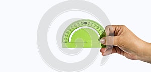 Semicircle transparent ruler silicone green - White background