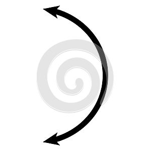 Semicircular curved thin long double ended arrow. Dual semi circle arrow. flat style photo