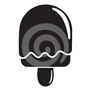 Semicircular ice cream icon, simple black style
