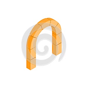 Semicircular stone arch icon, isometric 3d style