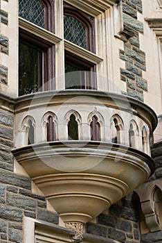 semicircular stone balcony in the castle old style