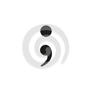 Semicolon symbol hand drawn with blue and pink highlighters, isolated on a blank background. Vector illustration, easy