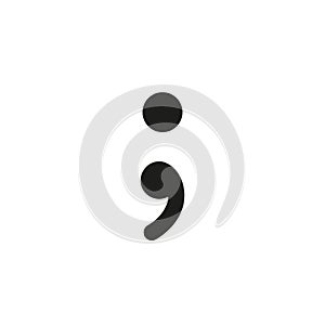 Semicolon symbol hand drawn with blue and pink highlighters, isolated on a blank background. Vector illustration, easy