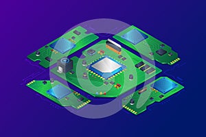 Semiconductor chip isometric illustration