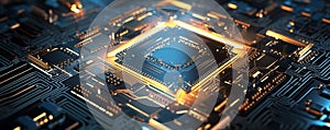 semiconductor Circuit Board CPU Processor Microchip, Central Computer Processors CPU concept, Generative AI