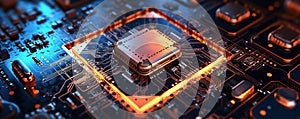 semiconductor Circuit Board CPU Processor Microchip, Central Computer Processors CPU concept, Generative AI