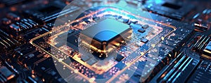 semiconductor Circuit Board CPU Processor Microchip, Central Computer Processors CPU concept, Generative AI