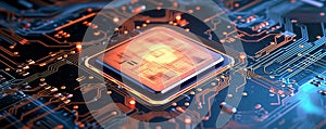 semiconductor Circuit Board CPU Processor Microchip, Central Computer Processors CPU concept, Generative AI