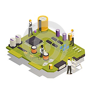 Semiconductor electronic components isometric composition