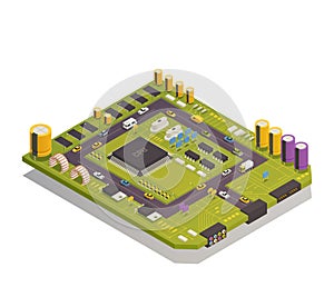 Semiconductor Electronic Components Isometric Composition