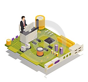 Semiconductor Electronic Components Isometric Composition