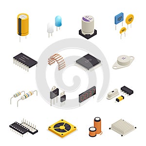 Semiconductor Electronic Components Isometric Set