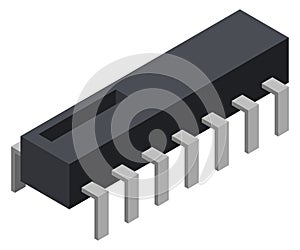 Semiconductor isometric element. Chip icon. Cartoon component