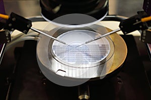 Semiconductor silicon wafer undergoing probe testing