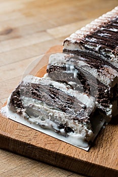 Semifreddo Cake - ice cream with chocolate and vanilla. semi-frozen dessert